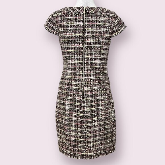 COPY - Karl Lagerfeld Women's Dress Tweed Multicolor Short Sleeve Size 6 V-Neck - Picture 2 of 11